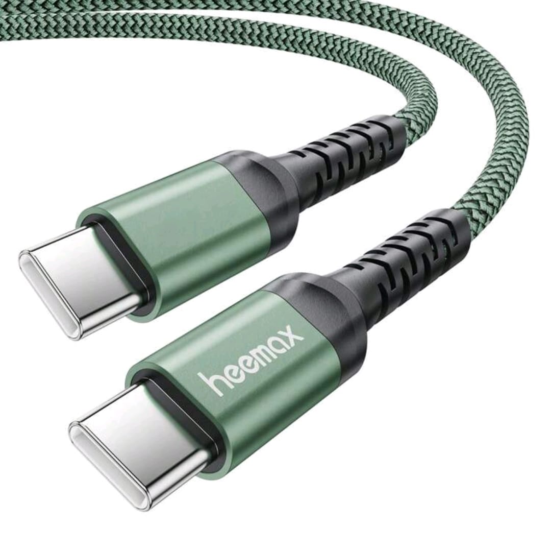 Cable USB C a USB C 3 MTS 100W Carga Rápida PD 5A Tipo C (verde)